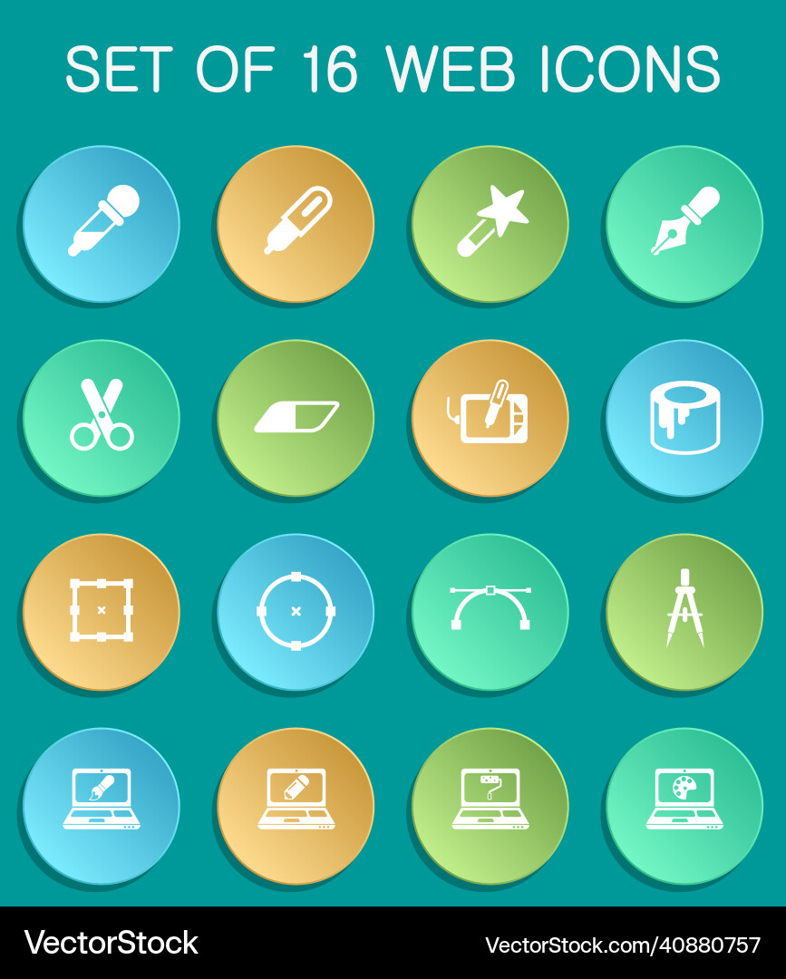 Design web icons on colorful round Vector Image