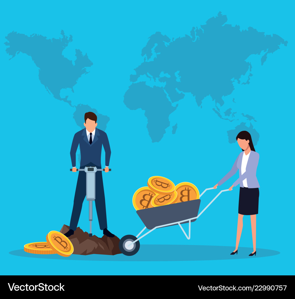 Digital mining bitcoin Digital mining bitcoin vector image