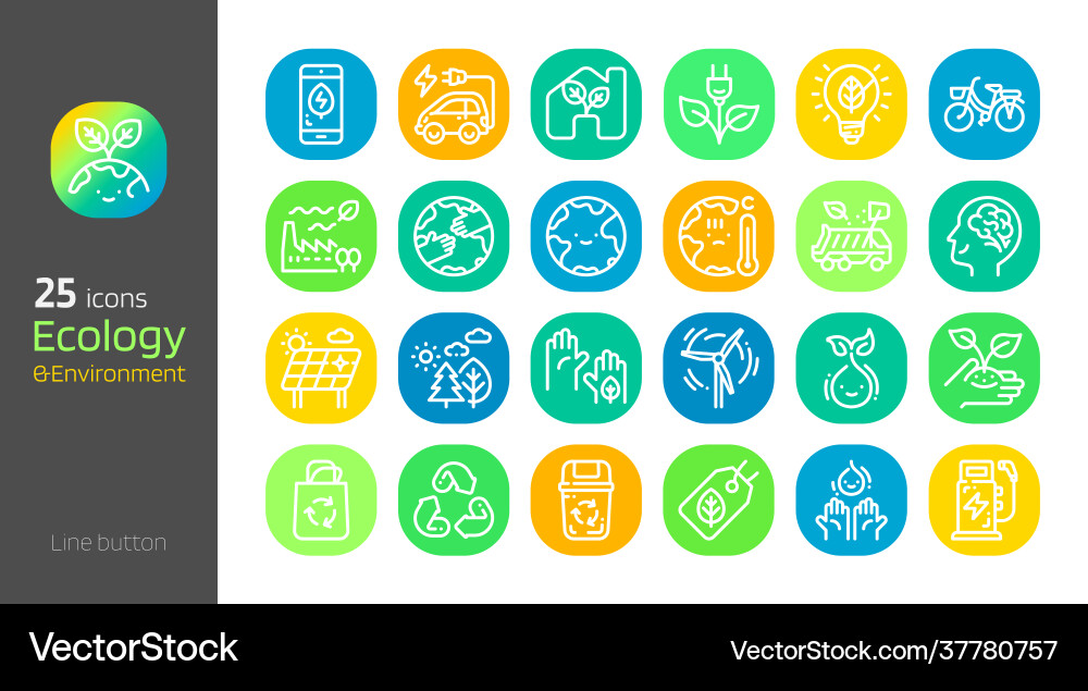 Ecology line icon button set Ecology line icon button set Vector Image