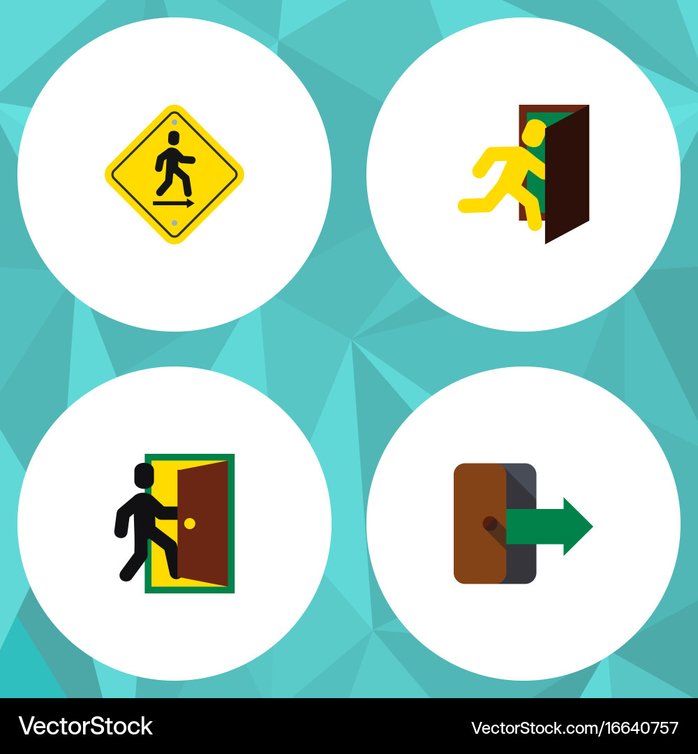 Flat icon exit set of directional direction vector image