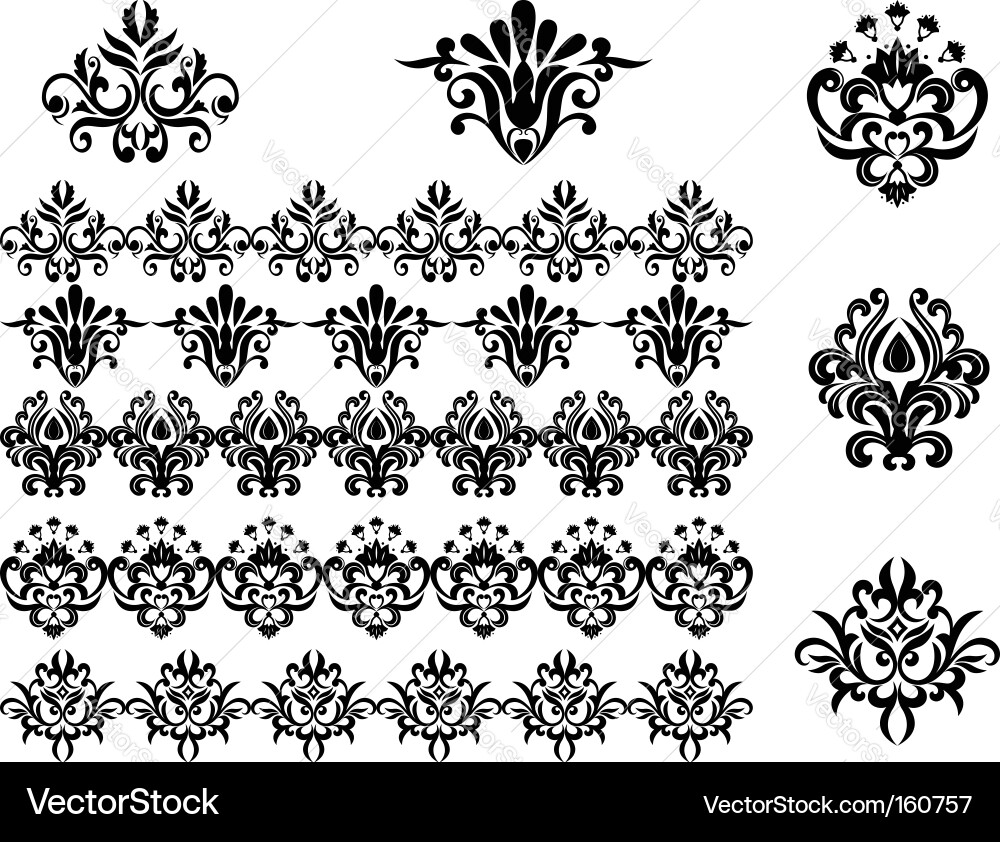 Floral Scroll Patterns Vector Image