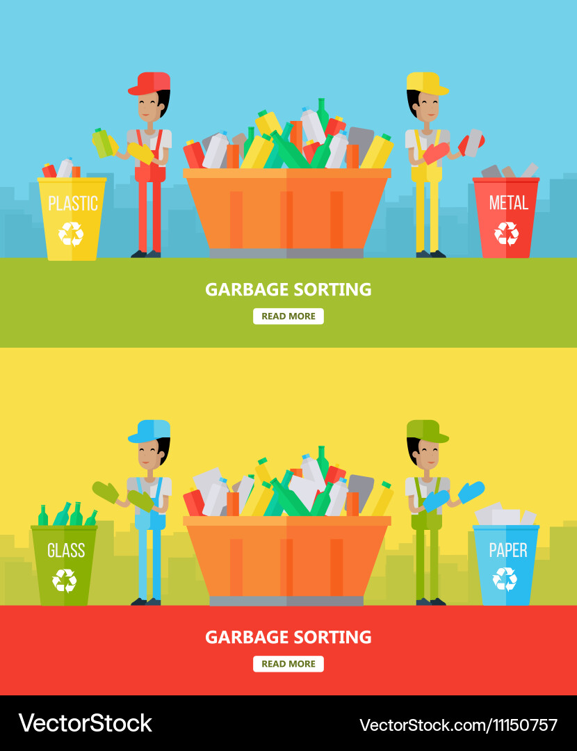 Garbage sorting website design template vector image