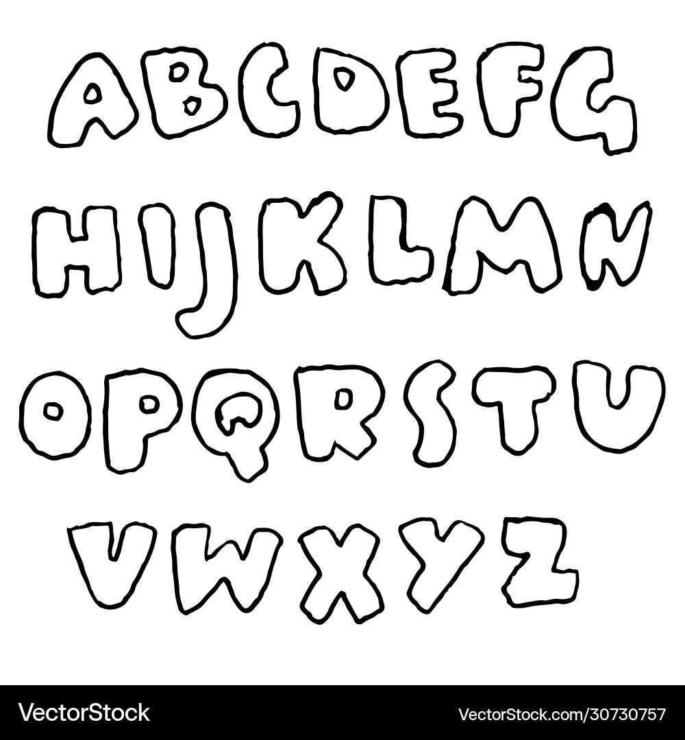 Handdrawn pen contours bold font modern grunge Handdrawn pen contours bold font modern grunge vector image
