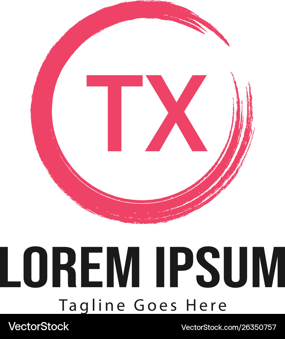 Initial tx logo template with modern frame Vector Image