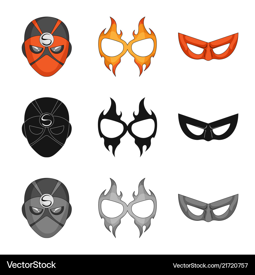 Isolated object of hero and mask icon collection Isolated object of hero and mask icon collection Vector Image