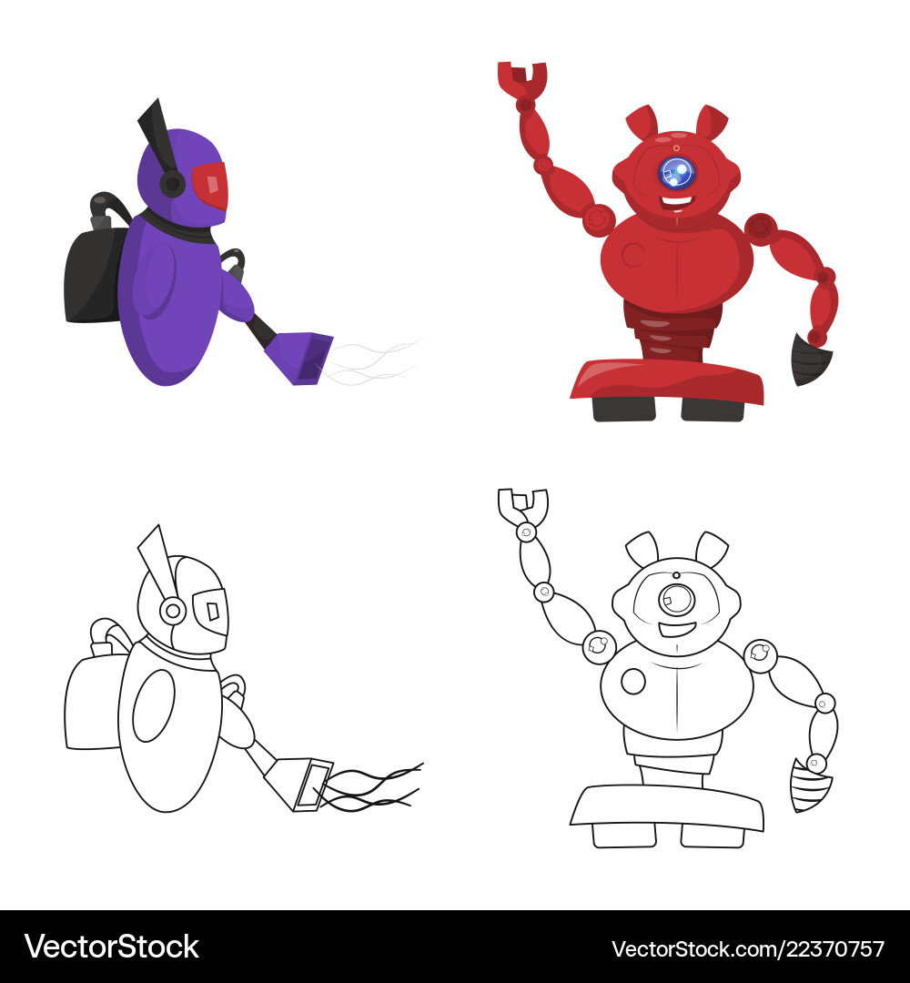 Isolated object of robot and factory sign set Isolated object of robot and factory sign set Vector Image