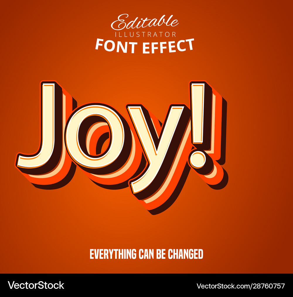 Joy text editable font effect vector image
