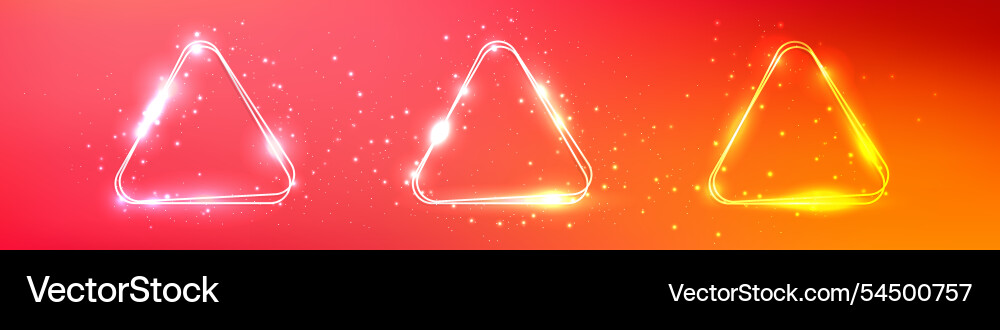 Neon double rounded triangle frame with shining Neon double rounded triangle frame with shining vector image
