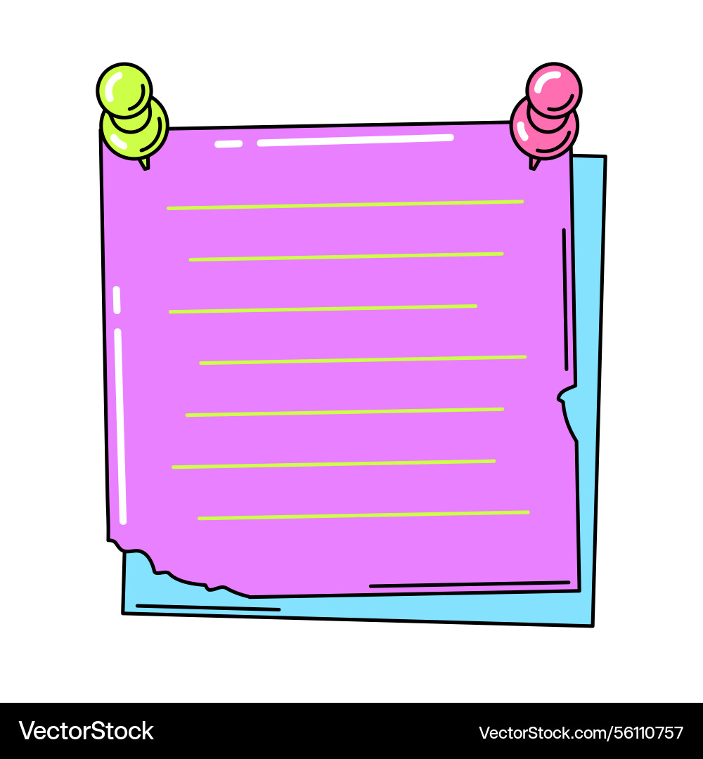 Paper note with pin frame or background Paper note with pin frame or background vector image