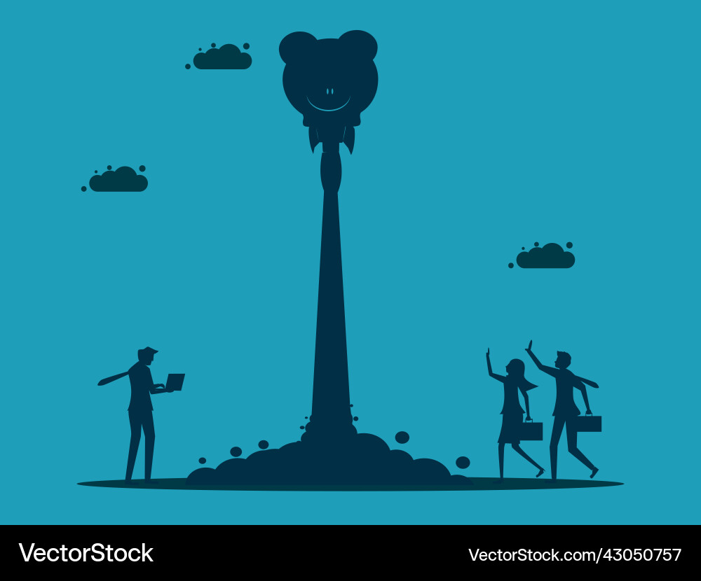 Piggy bank soaring into the sky finance Vector Image