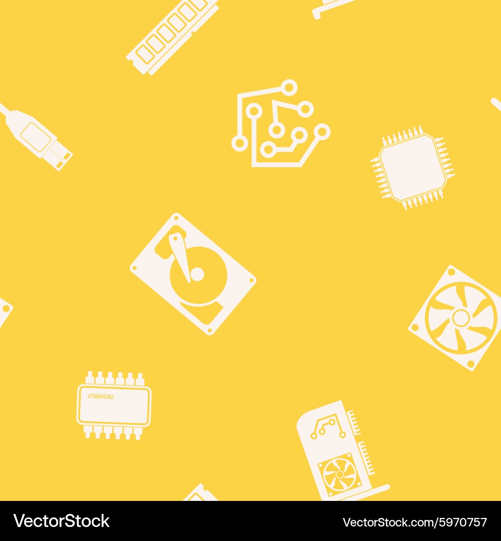 Seamless background with computer hardware vector image