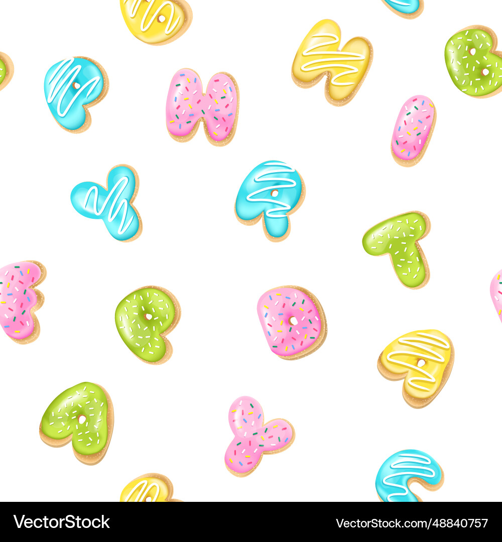 Seamless background with pattern of letters donuts Vector Image