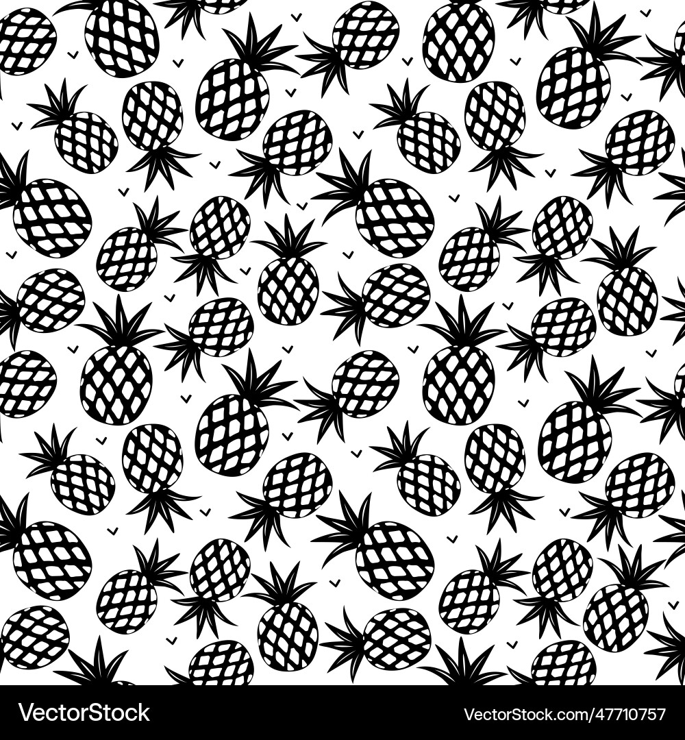Seamless flat pineapple black summer print Seamless flat pineapple black summer print vector image