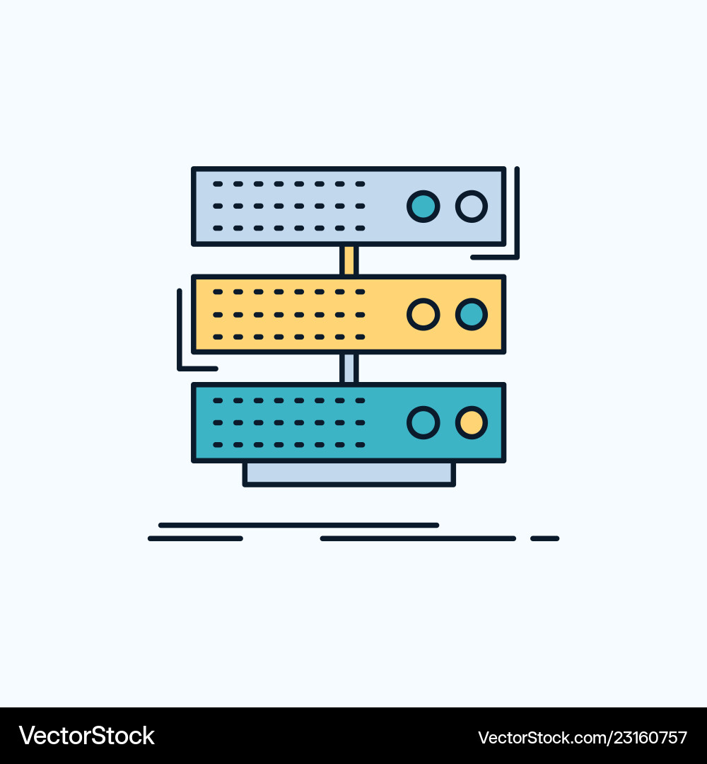 Server storage rack database data flat icon green Server storage rack database data flat icon green vector image