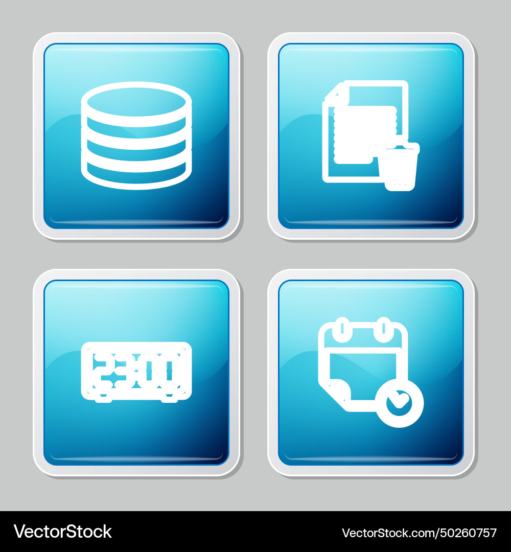 Set line database delete file document digital Set line database delete file document digital vector image
