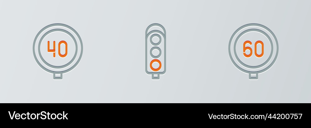 Set line speed limit traffic and light Set line speed limit traffic and light Vector Image