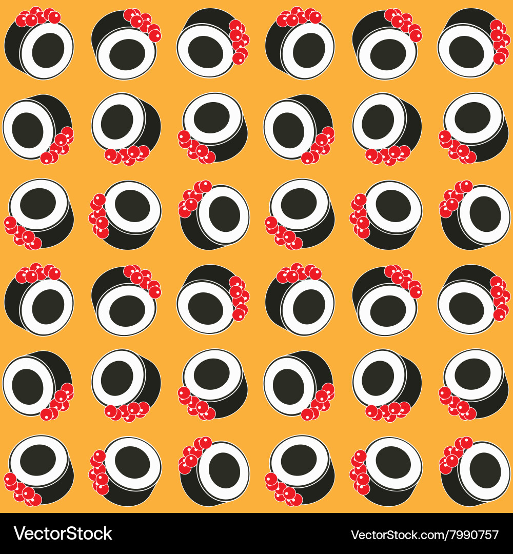Sushi pattern on color background flat style Vector Image