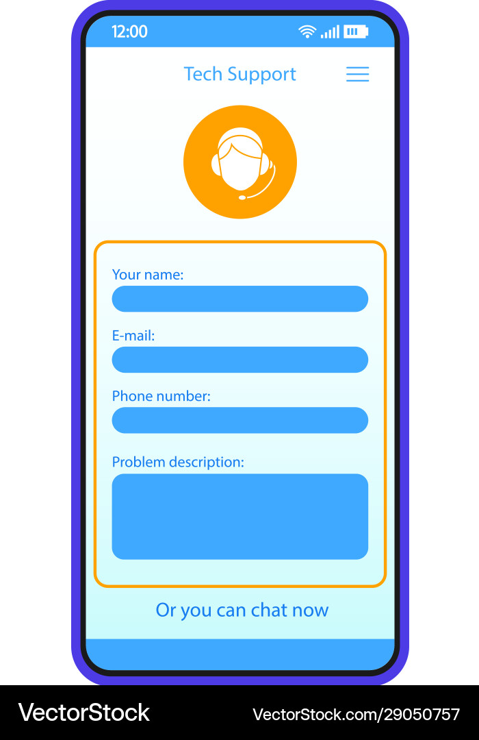 Tech support smartphone interface template Tech support smartphone interface template vector image