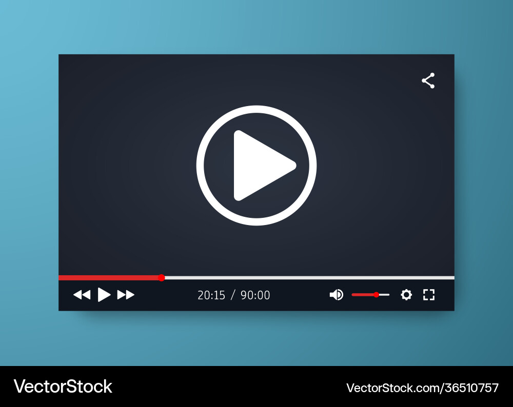 Video player template for web or mobile apps vector image