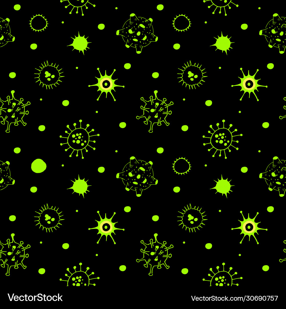 Viruses and bacteria pattern seamless backdrop Viruses and bacteria pattern seamless backdrop vector image