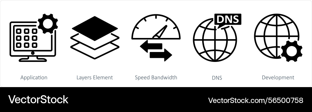 A set of 5 web design icons as application layers Vector Image