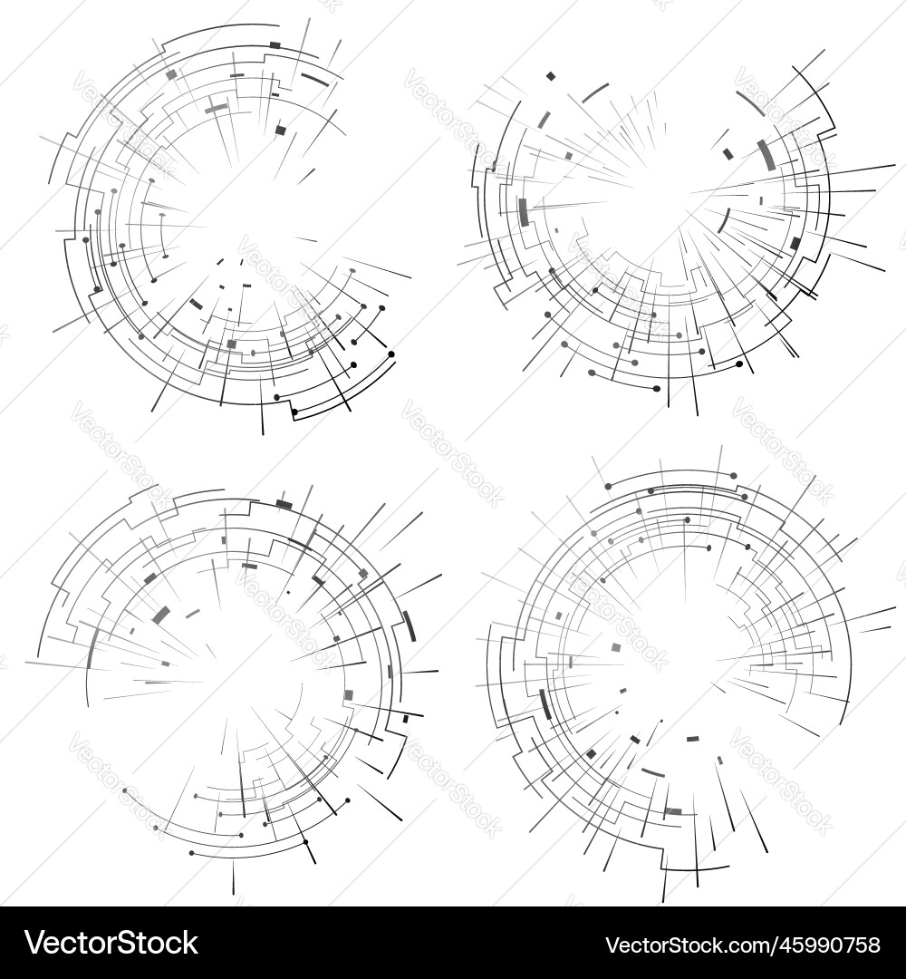 Abstract elements set of circular lines and rays Abstract elements set of circular lines and rays vector image