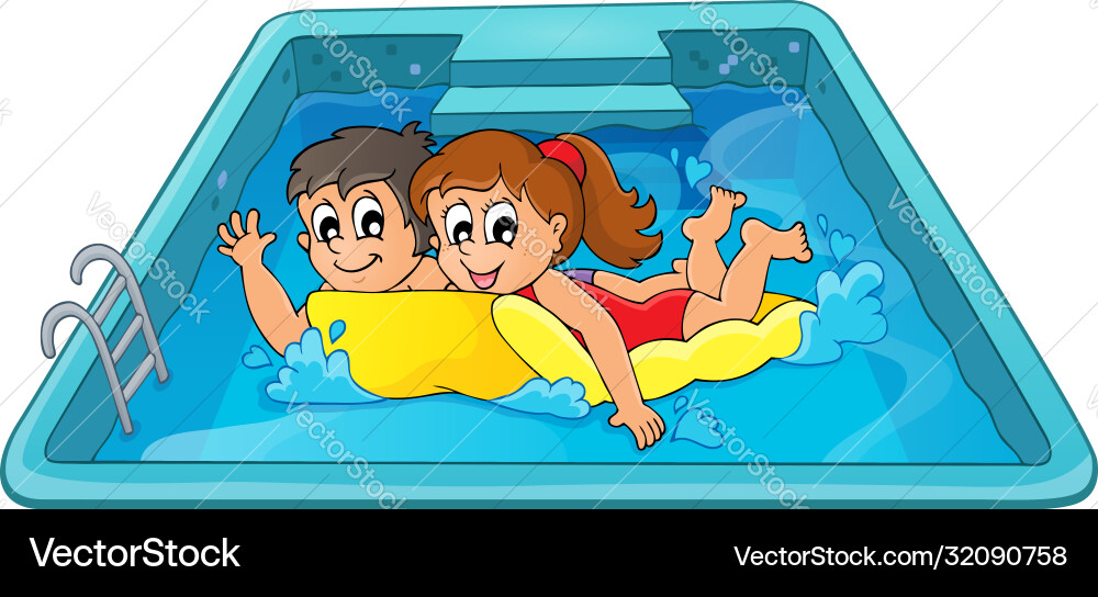Children Enjoying Pool Float vector image