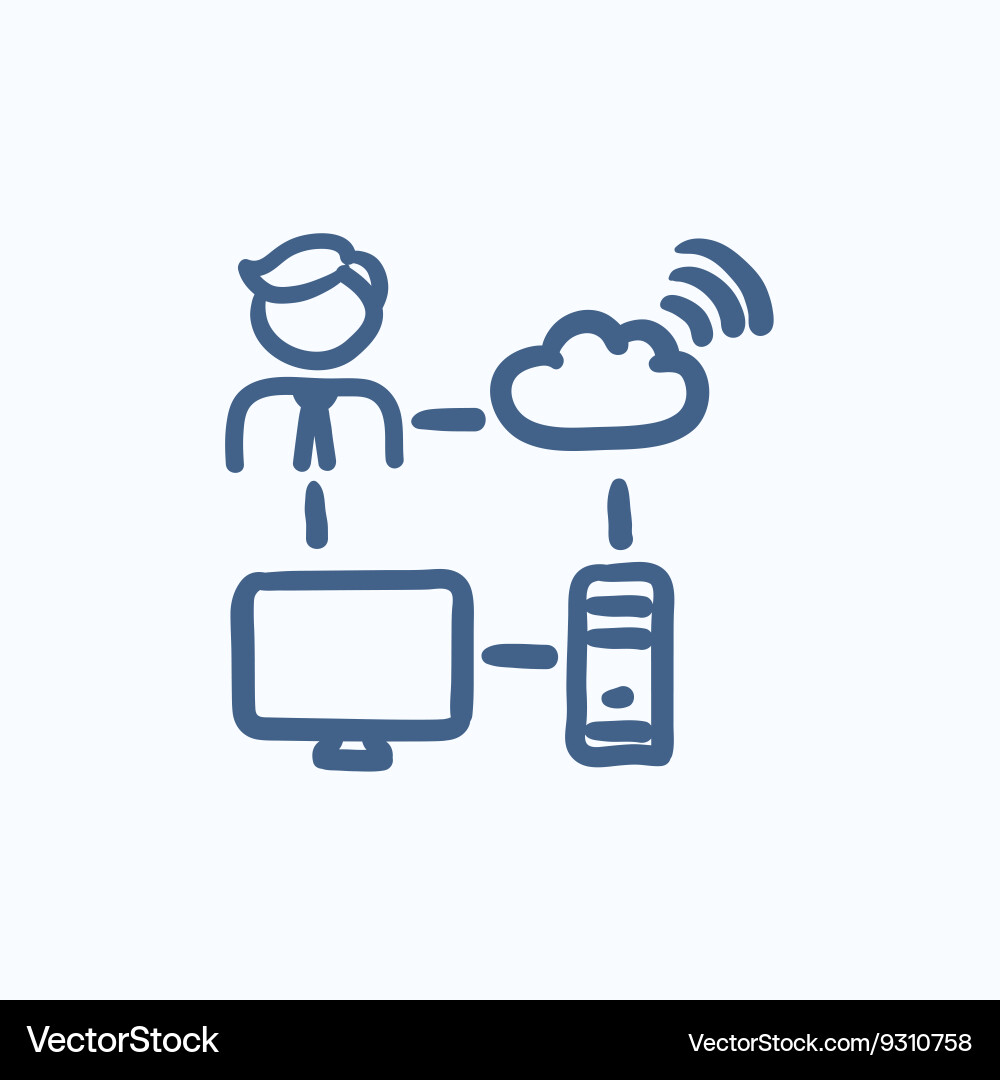 Cloud computing sketch icon Royalty Free Vector Image