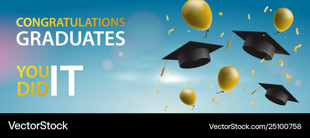 Congratulations graduates 2019 caps balloons Congratulations graduates 2019 caps balloons vector image