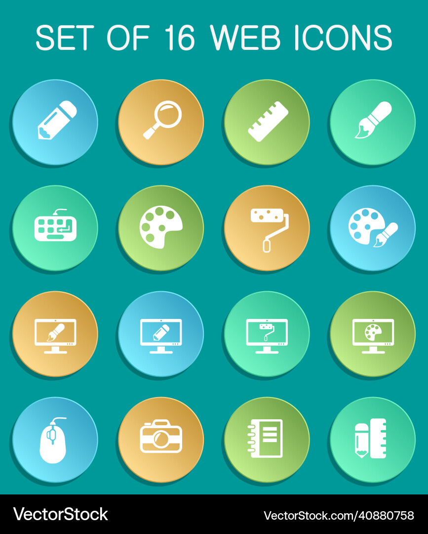 Design web icons on colorful round vector image