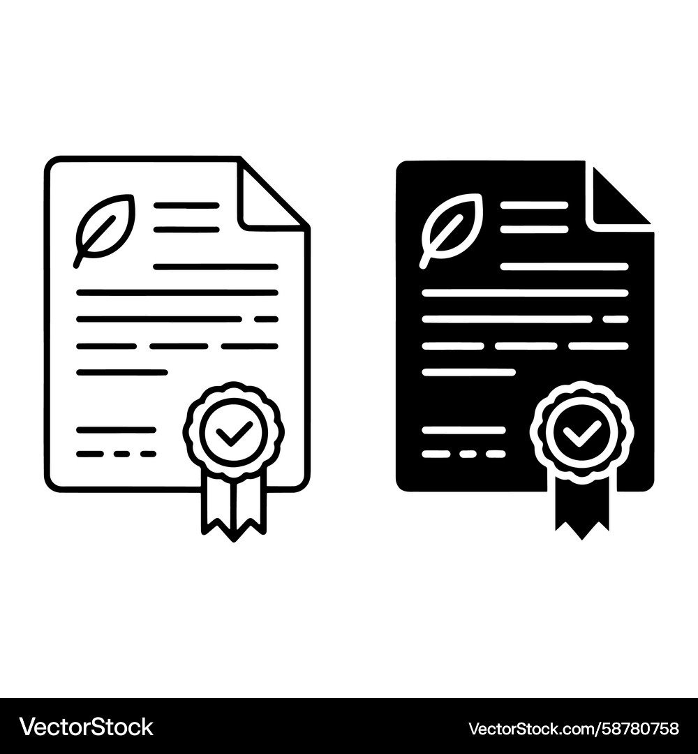 Document with Leaf and Checkmark Seal Vector Image