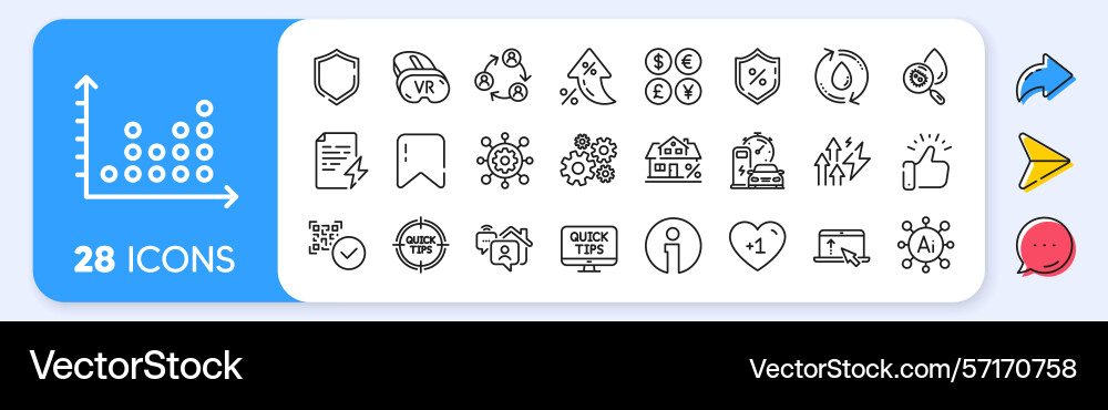 Dot-Plot Web-Tutorials und Teamwork-Line-Icons Dot-Plot Web-Tutorials und Teamwork-Line-Icons vektorbild
