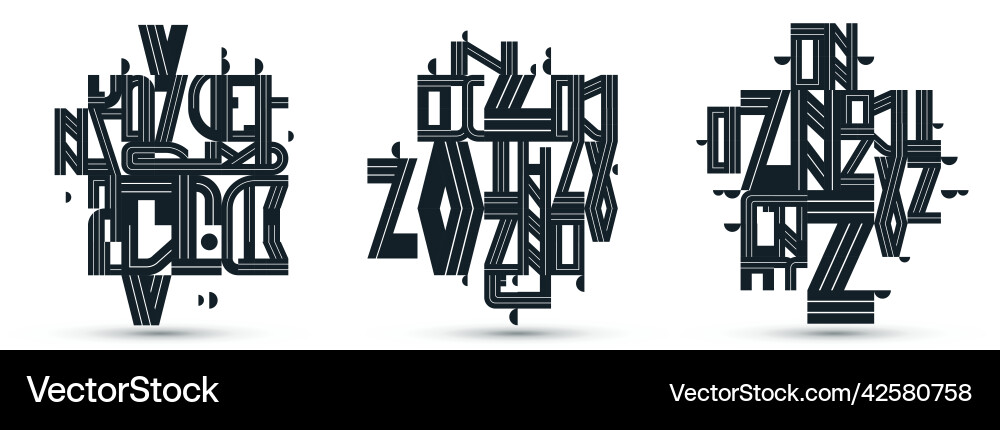Dynamic messy abstract design compositions set Dynamic messy abstract design compositions set vector image