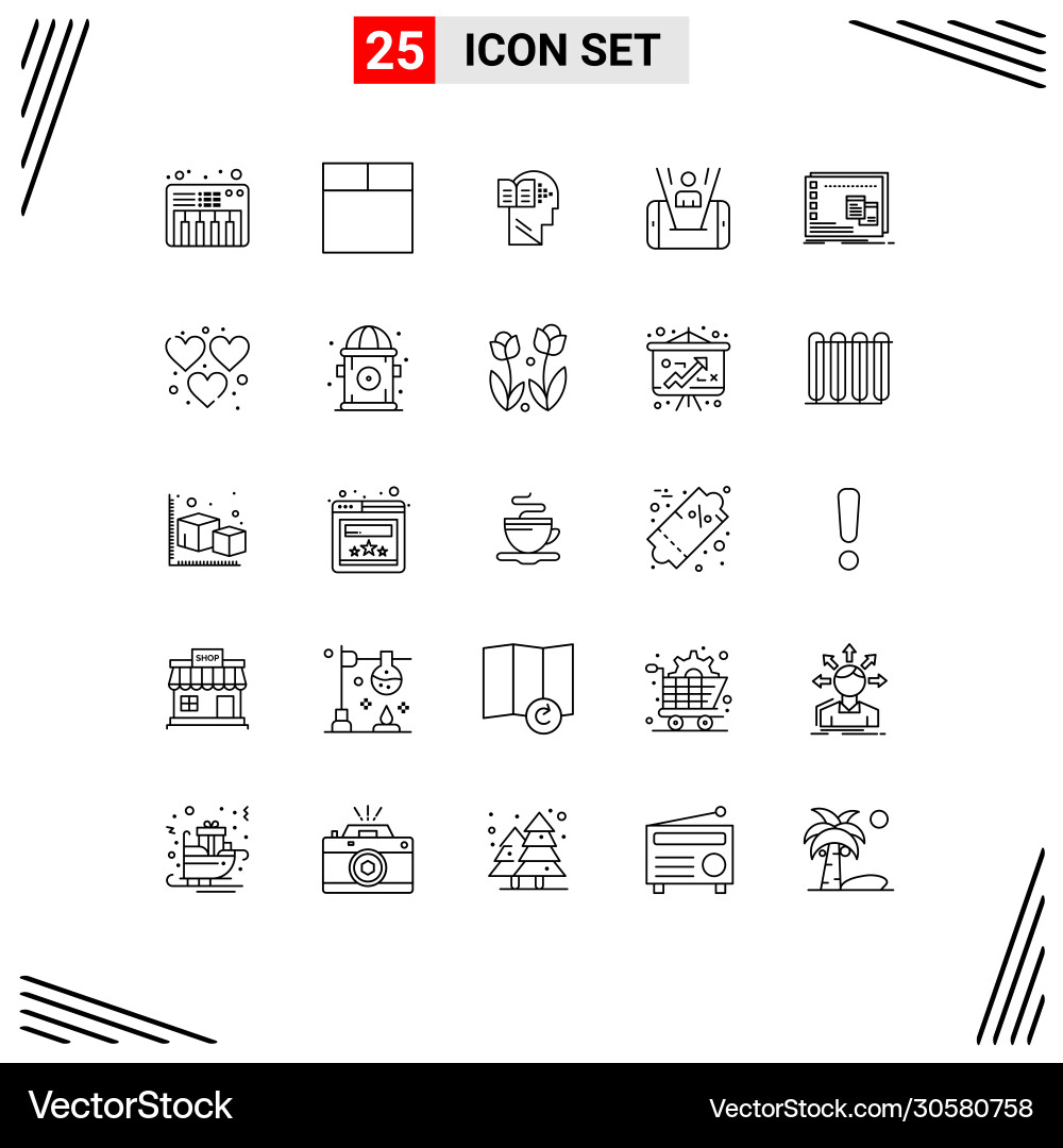 Editable line pack 25 simple lines program vector image