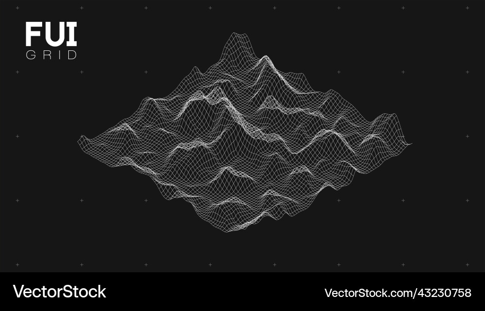 Fui gui 3d landscape scan grid abstract Fui gui 3d landscape scan grid abstract vector image