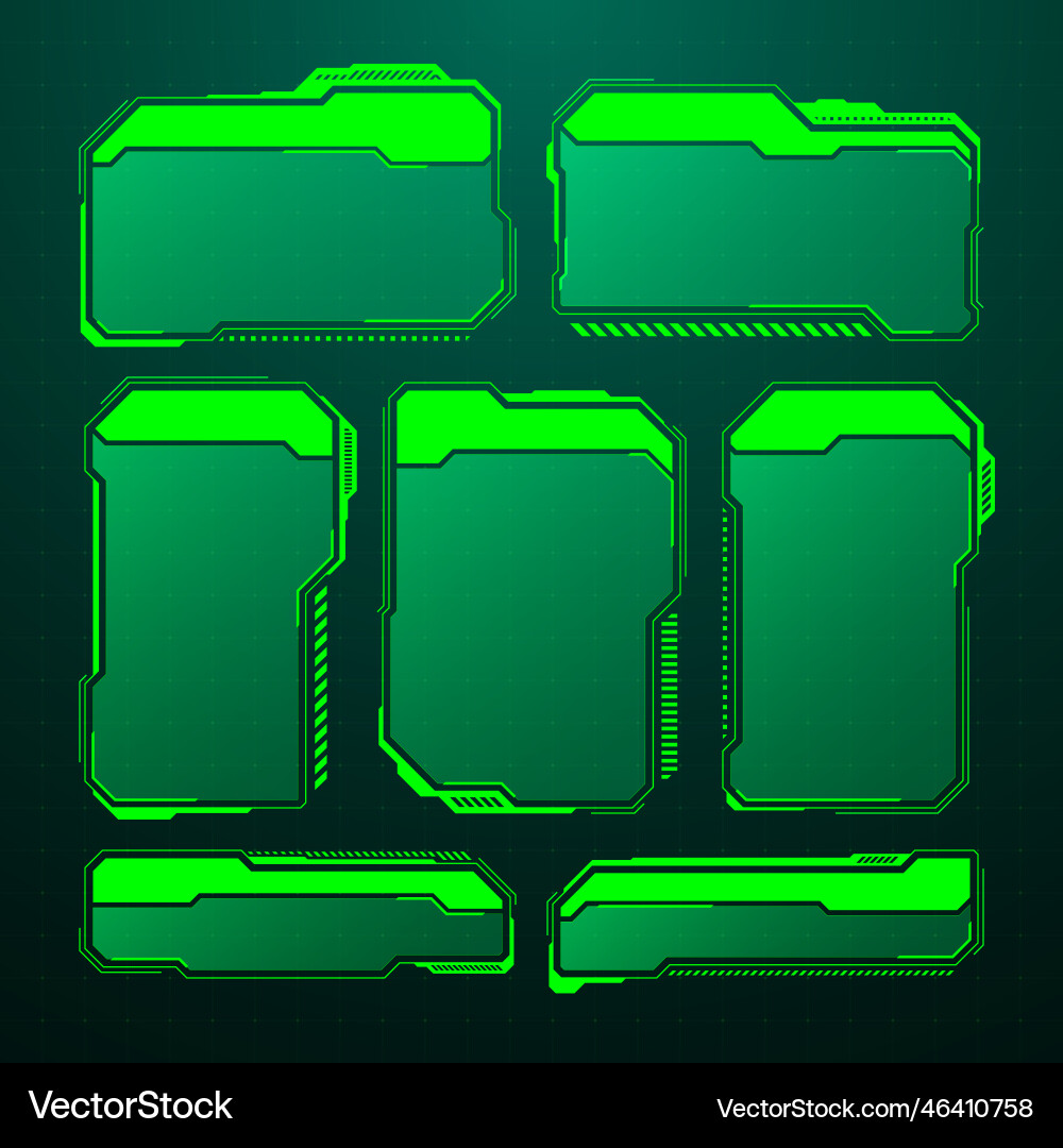 Green futuristic hud ui elements sci-fi user Green futuristic hud ui elements sci-fi user vector image