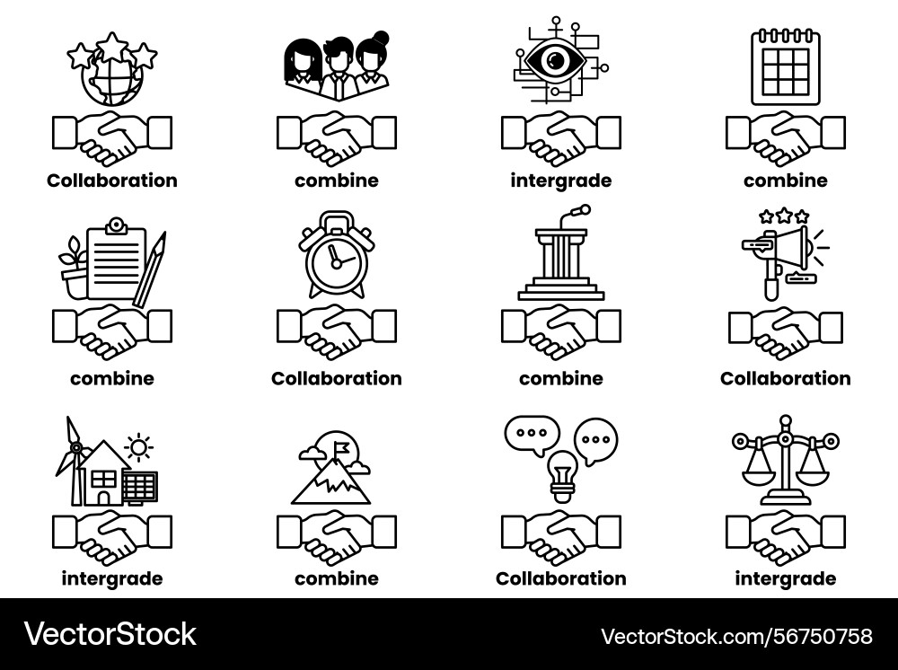 Image is a set of handshakes with different Image is a set of handshakes with different Vector Image