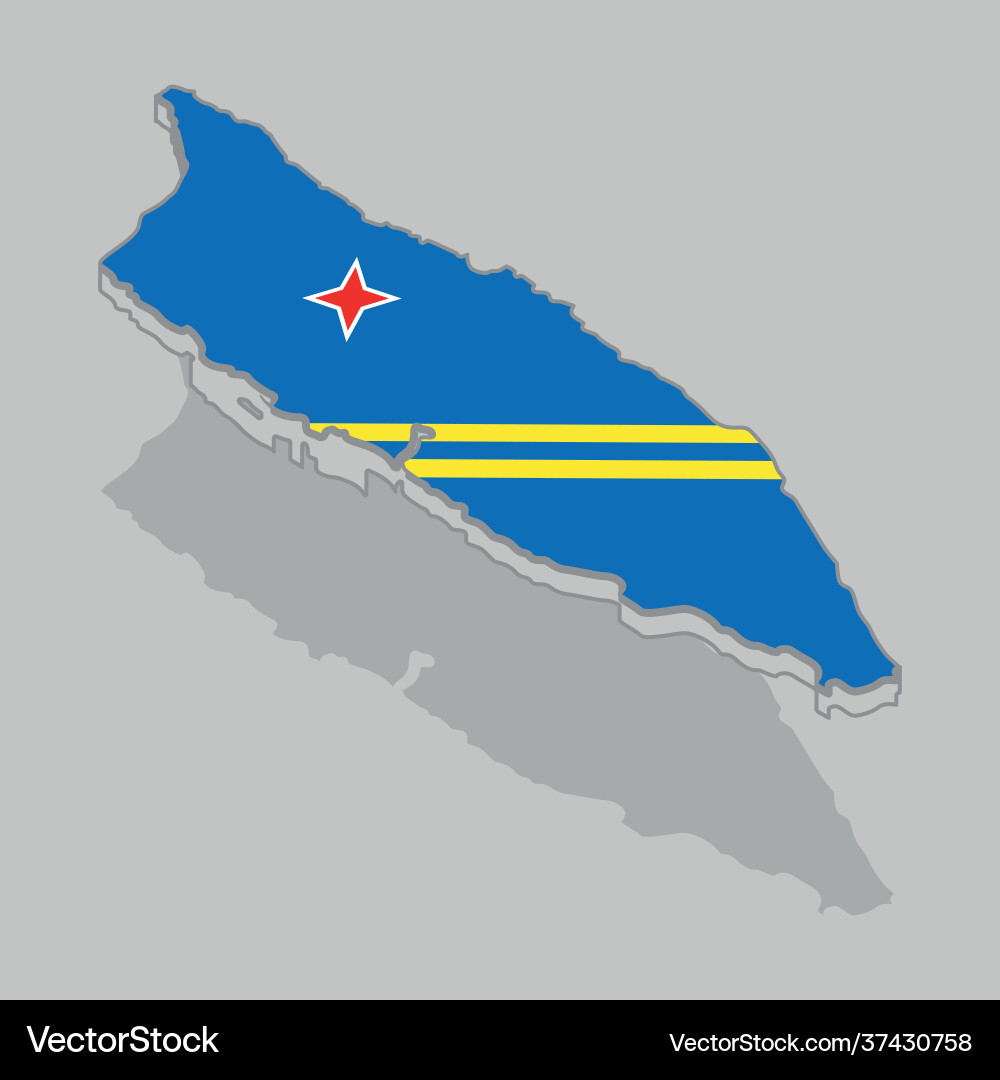 Isolated 3d map with flag aruba Vector Image