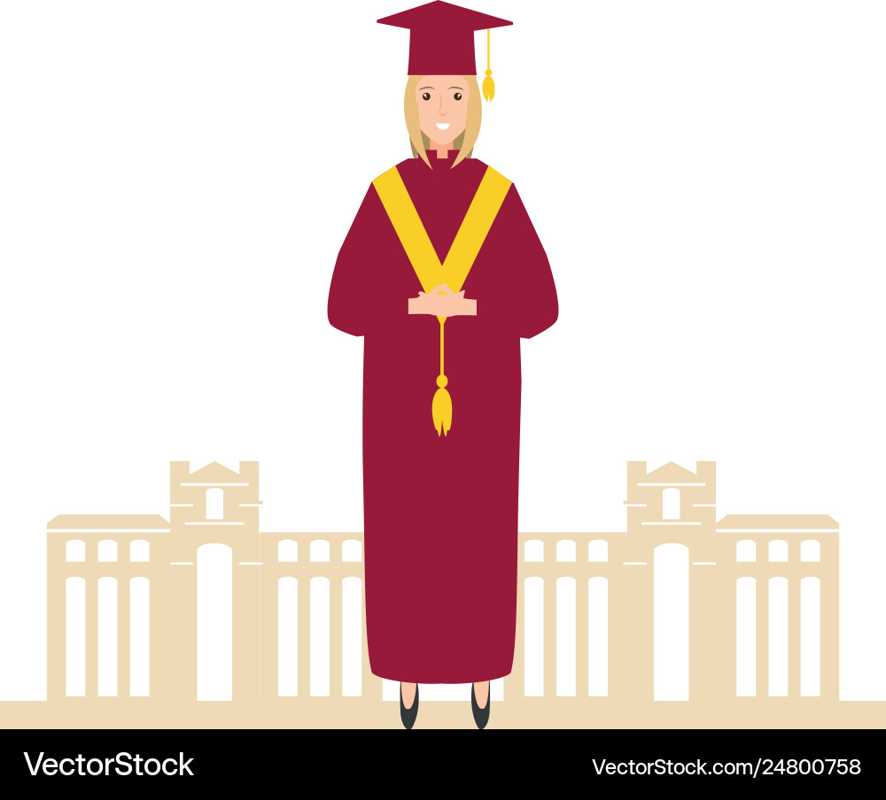 Junge Frau graduiert mit Bauuniversität Junge Frau graduiert mit Bauuniversität vektorbild