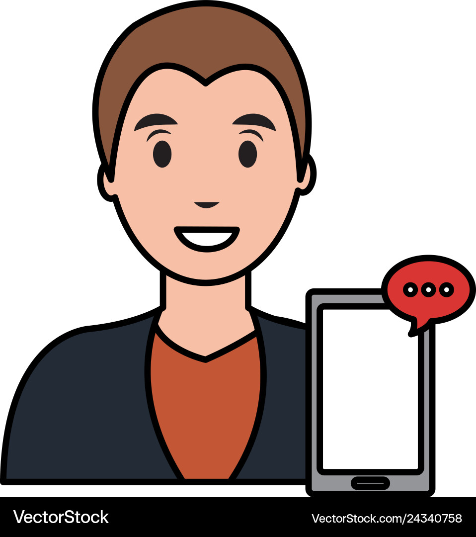 Man with smartphone and speech bubble Man with smartphone and speech bubble vector image