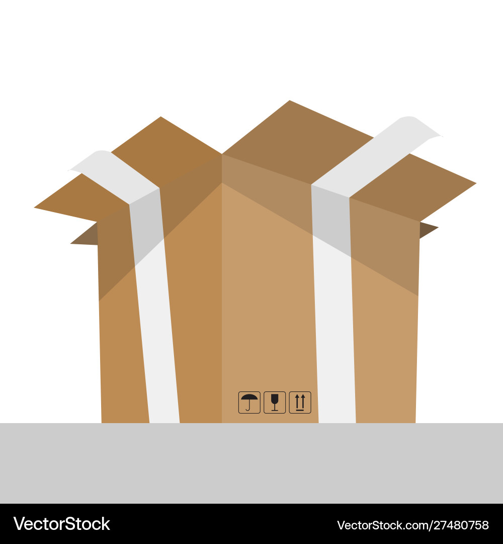 Opened cardboard box with perspective bottom Opened cardboard box with perspective bottom Vector Image