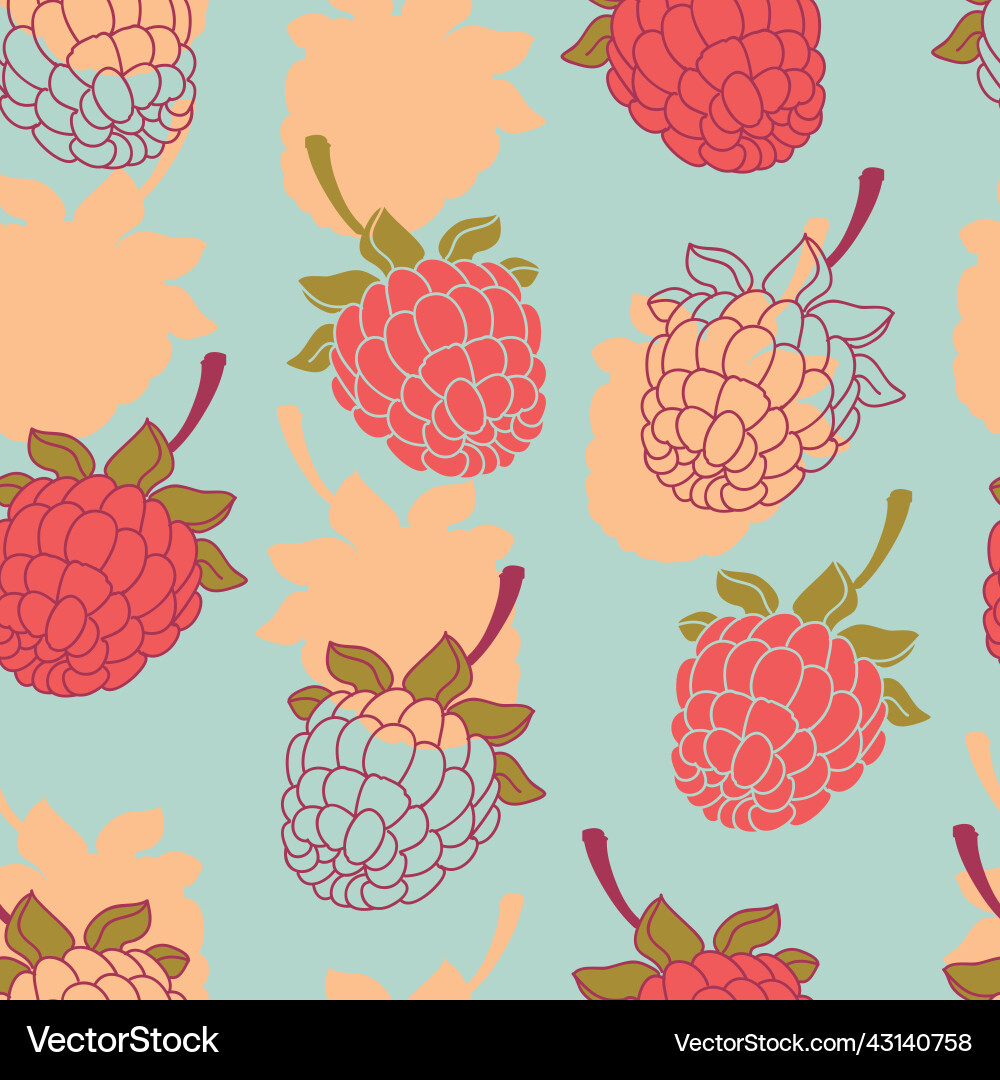 Raspberry Fruits Seamless Pattern vector image