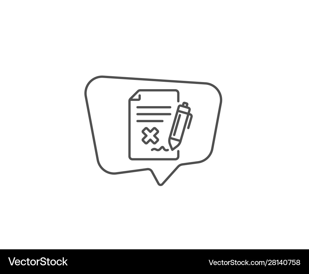 Reject file line icon decline document sign Vector Image
