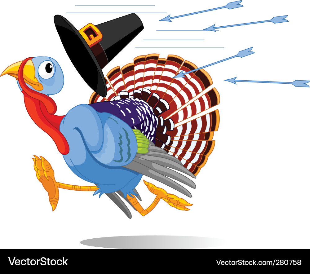 Running Turkey Escaping Arrows Vector Image