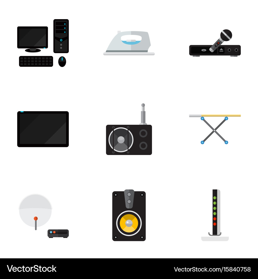 Set of 9 editable tech icons includes symbols vector image