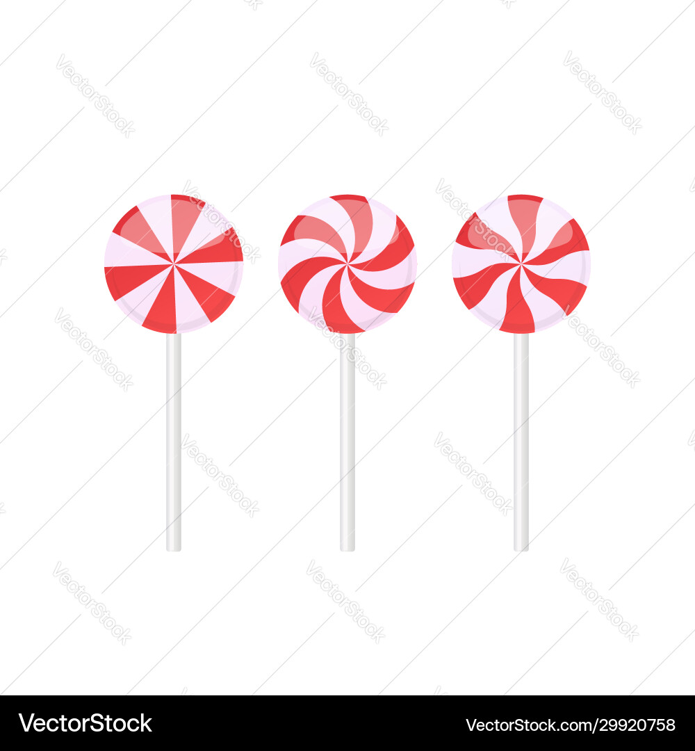 Set red and white lollipops with rays patterns Set red and white lollipops with rays patterns vector image