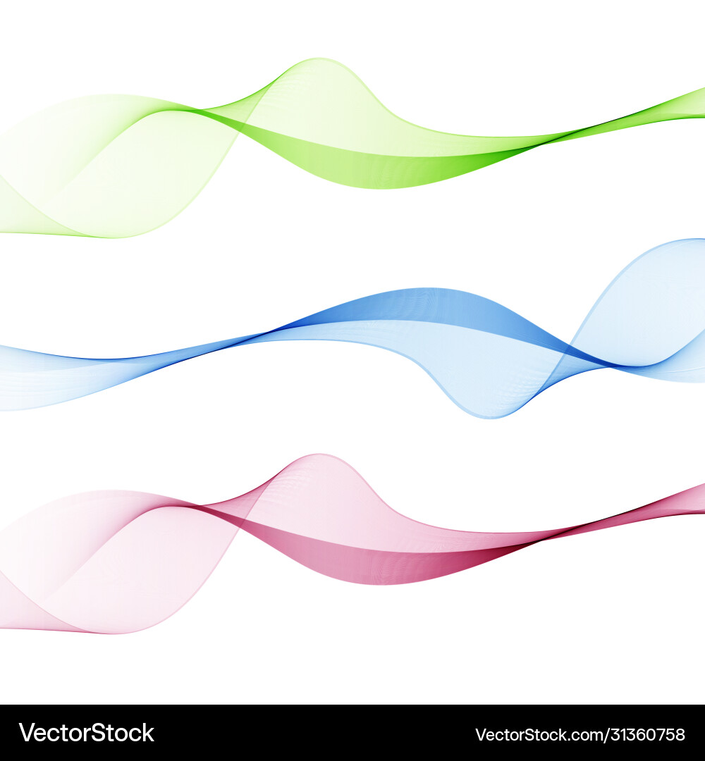 Set waves stream color smooth Vector Image