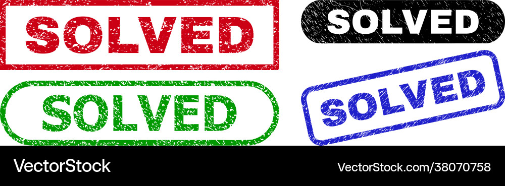Solved rectangle stamp seals with corroded texture vector image