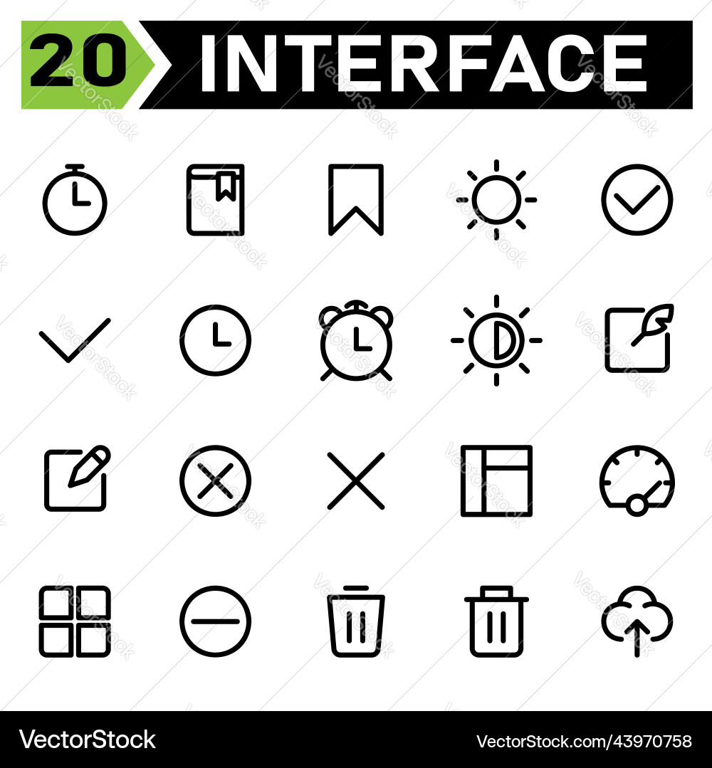 User interface icon set include time alarm vector image