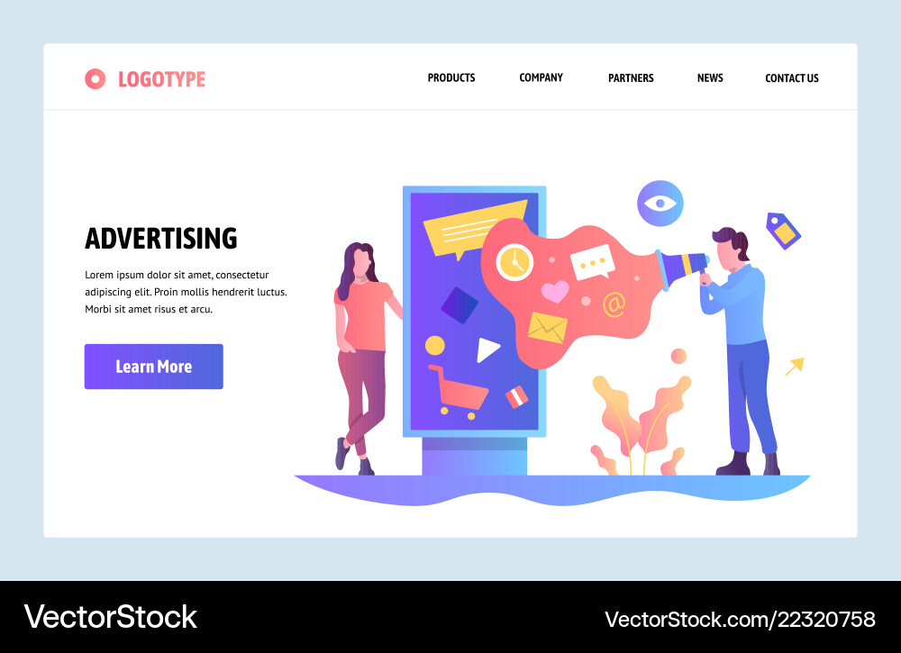 Web site linear art design template vector image
